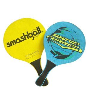 2-PC Pacific Sports Smashball and Wave Runner Wooden Beach Paddles Summer Sport
